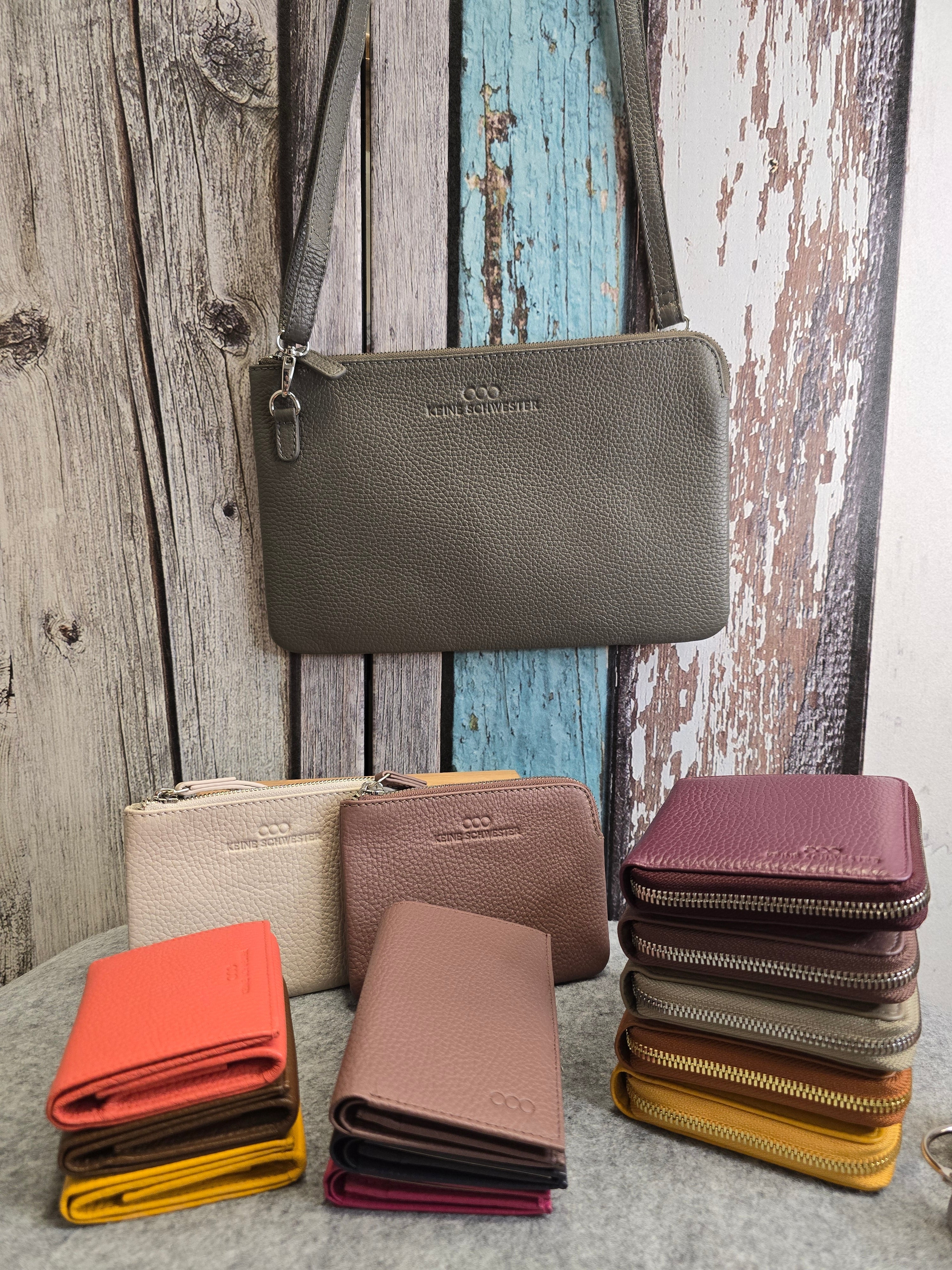 Ledertasche aus Büffelleder mit passendem Portemonnaie