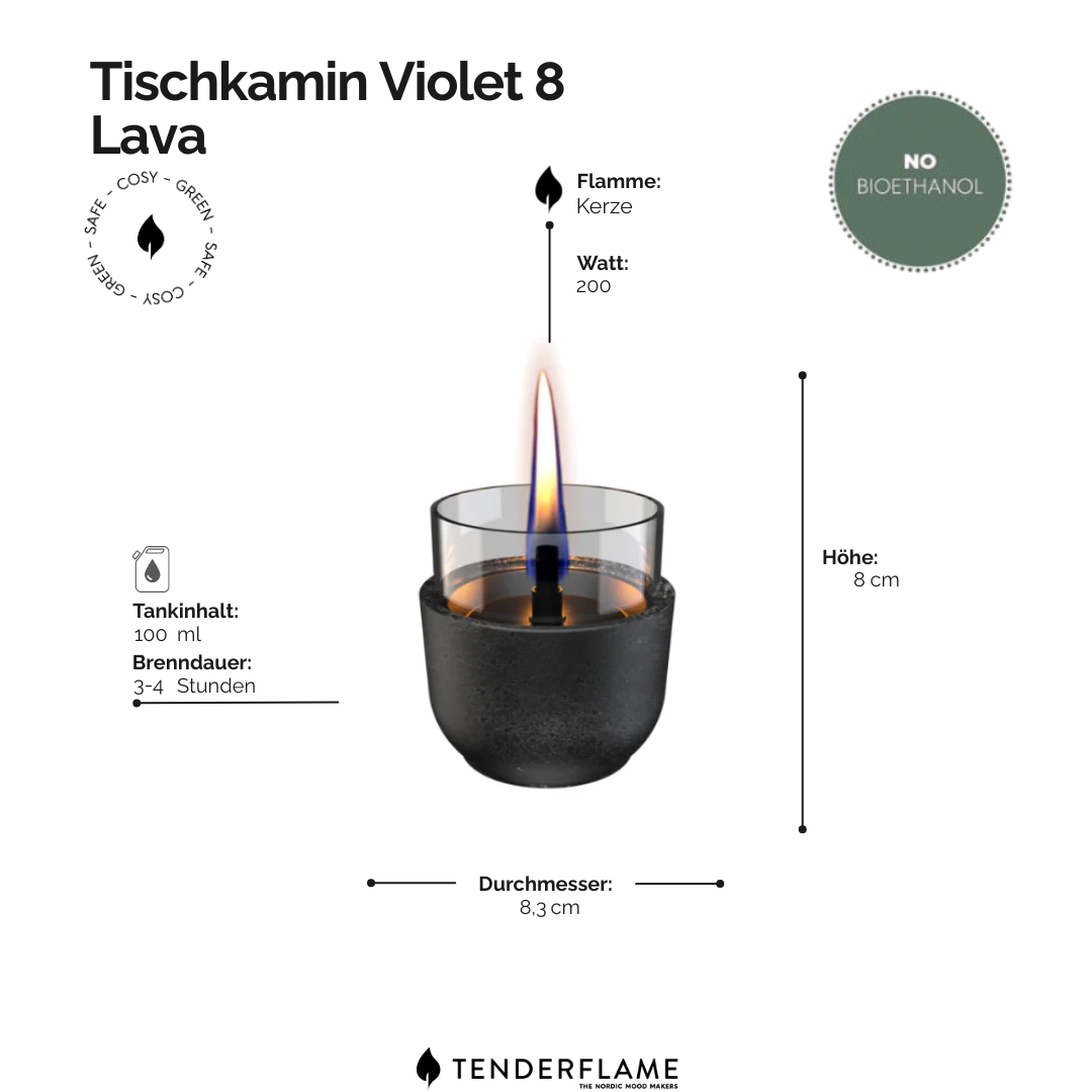 Tischkamin Violet 8 Lava