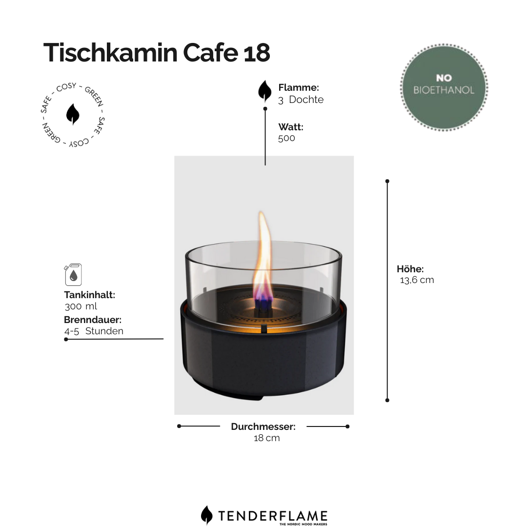 Tischkamin Cafe 18 Porzellan