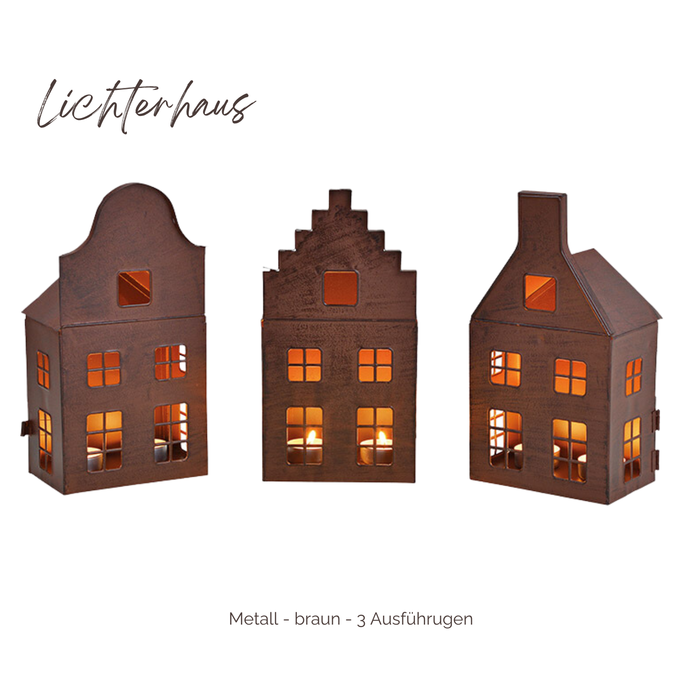Windlicht Haus - 3er Set