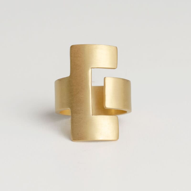 offener Ring aus Sterlingsilber vergoldet in C Form