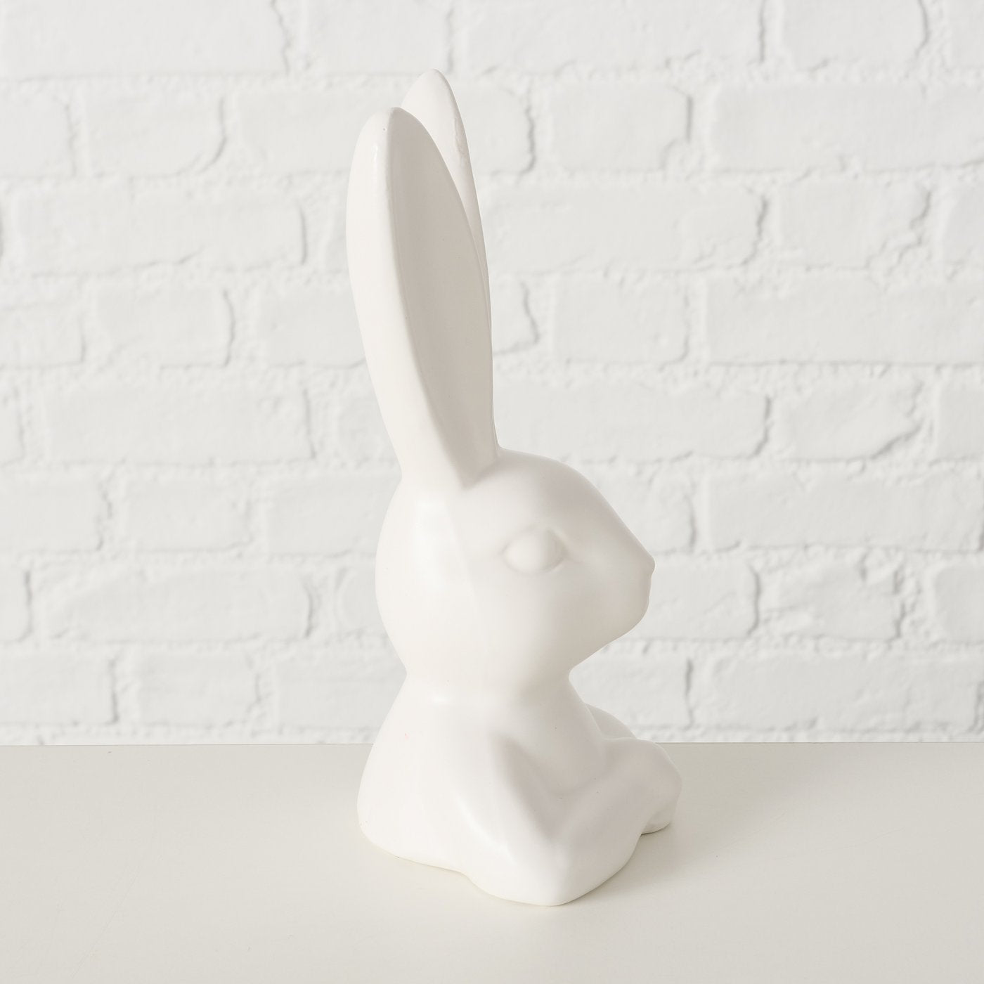 Dekoausteller Hasenkopf aus Keramik in weiß oder beige