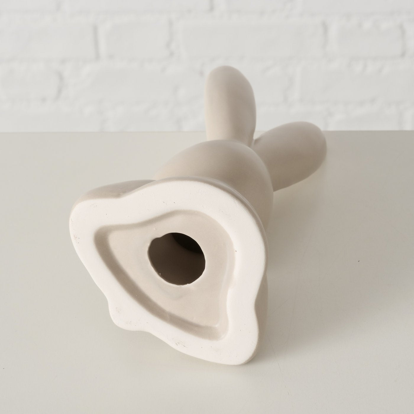 Dekoausteller Hasenkopf aus Keramik in weiß oder beige