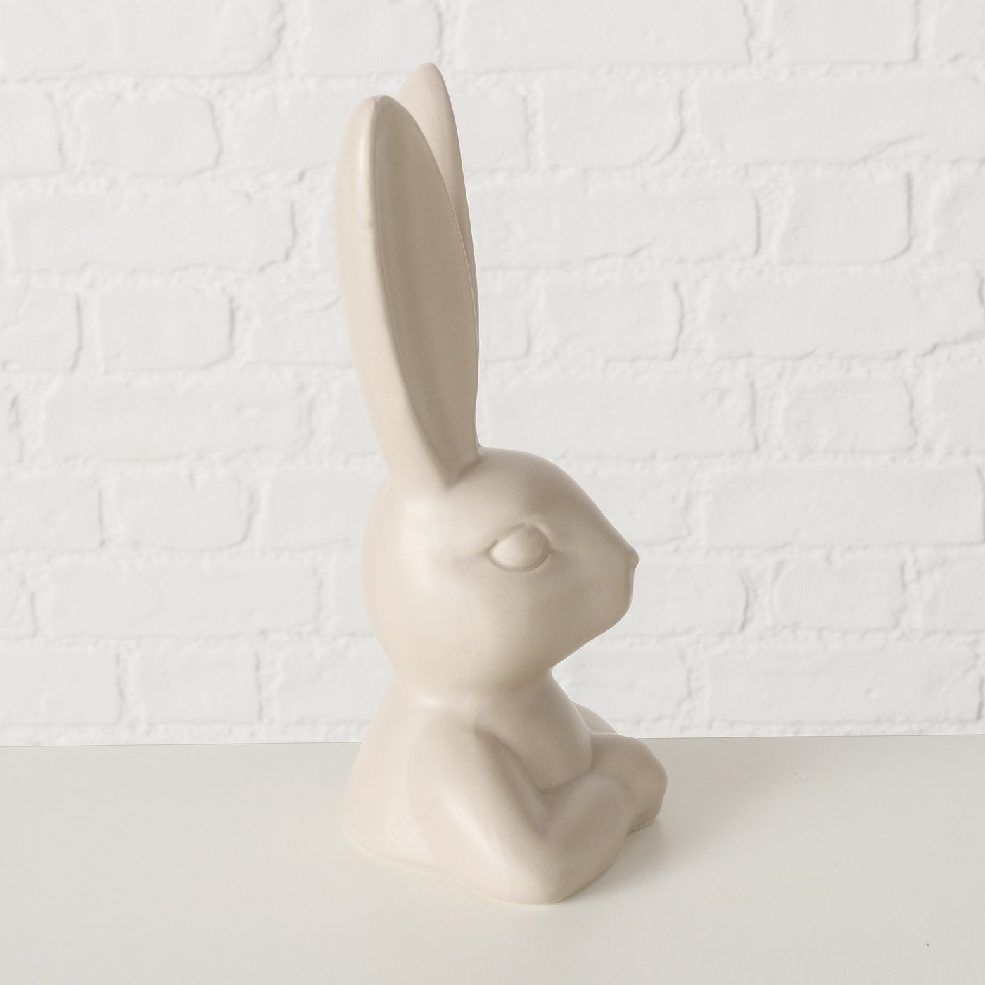 Dekoausteller Hasenkopf aus Keramik in weiß oder beige