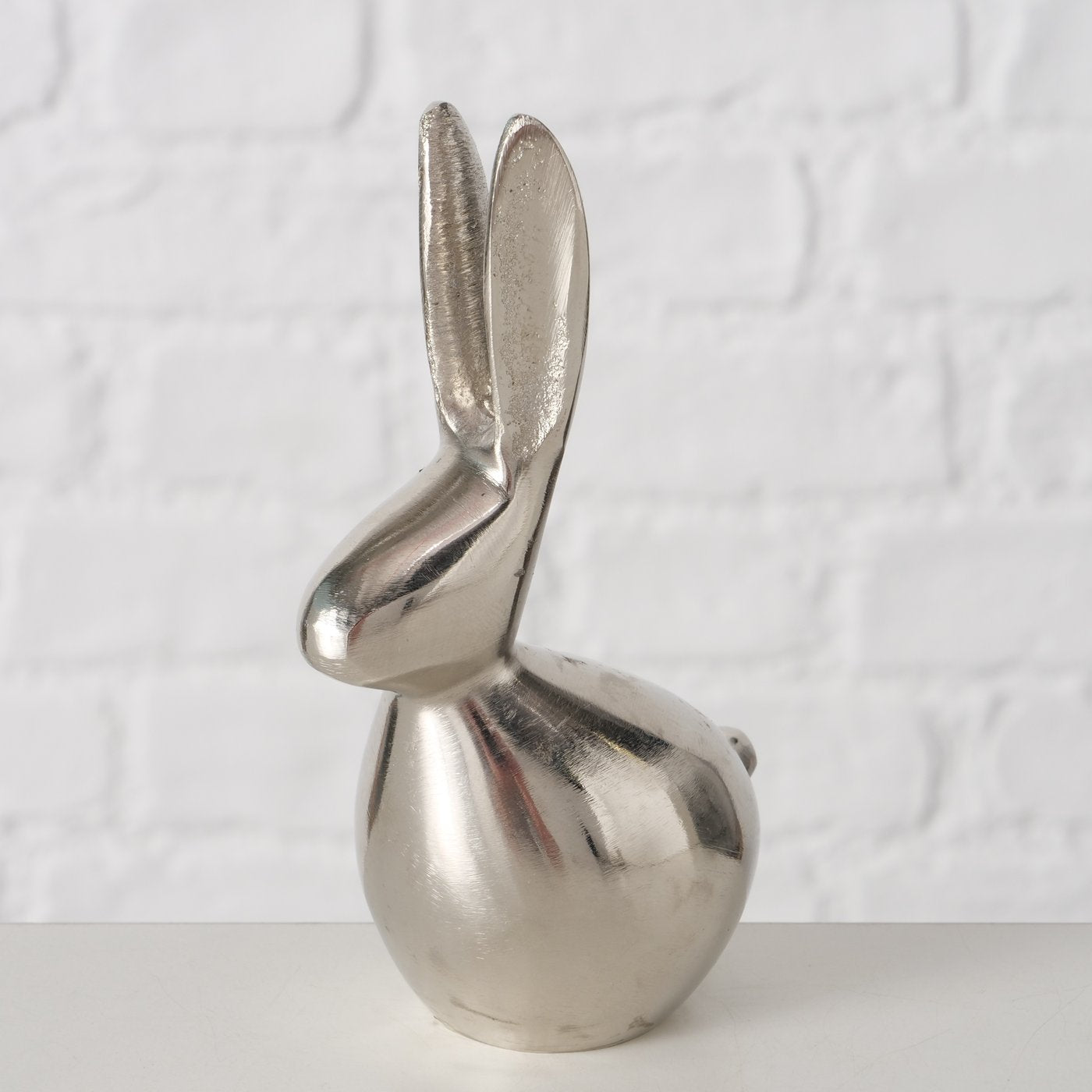 Dekoausteller Lapis Hase aus Metall in silber glänzend