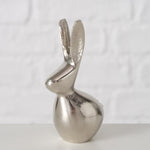 Dekoausteller Lapis Hase aus Metall in silber glänzend