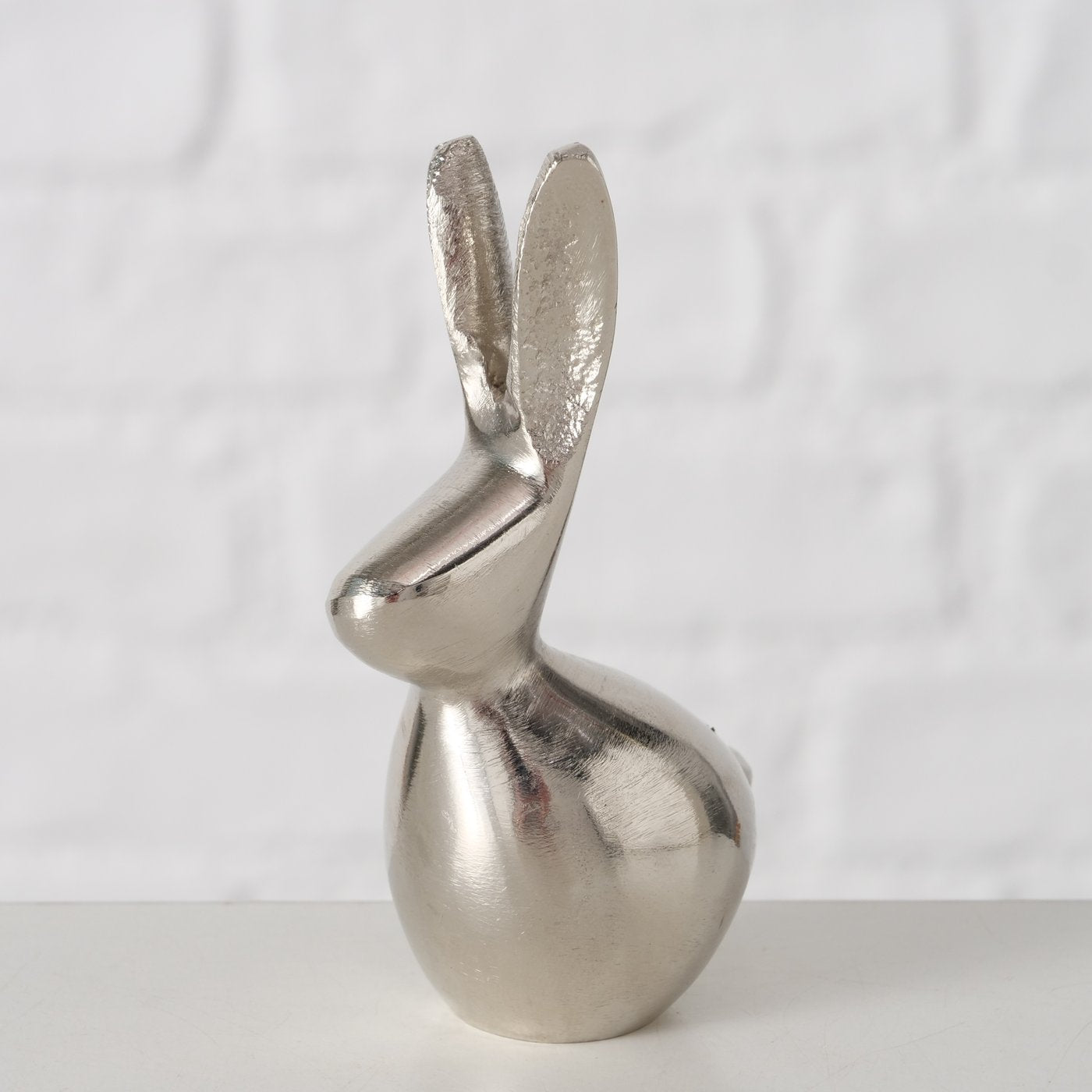 Dekoausteller Lapis Hase aus Metall in silber glänzend