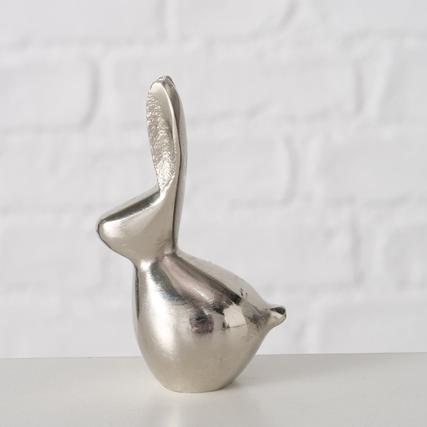 Dekoausteller Lapis Hase aus Metall in silber glänzend