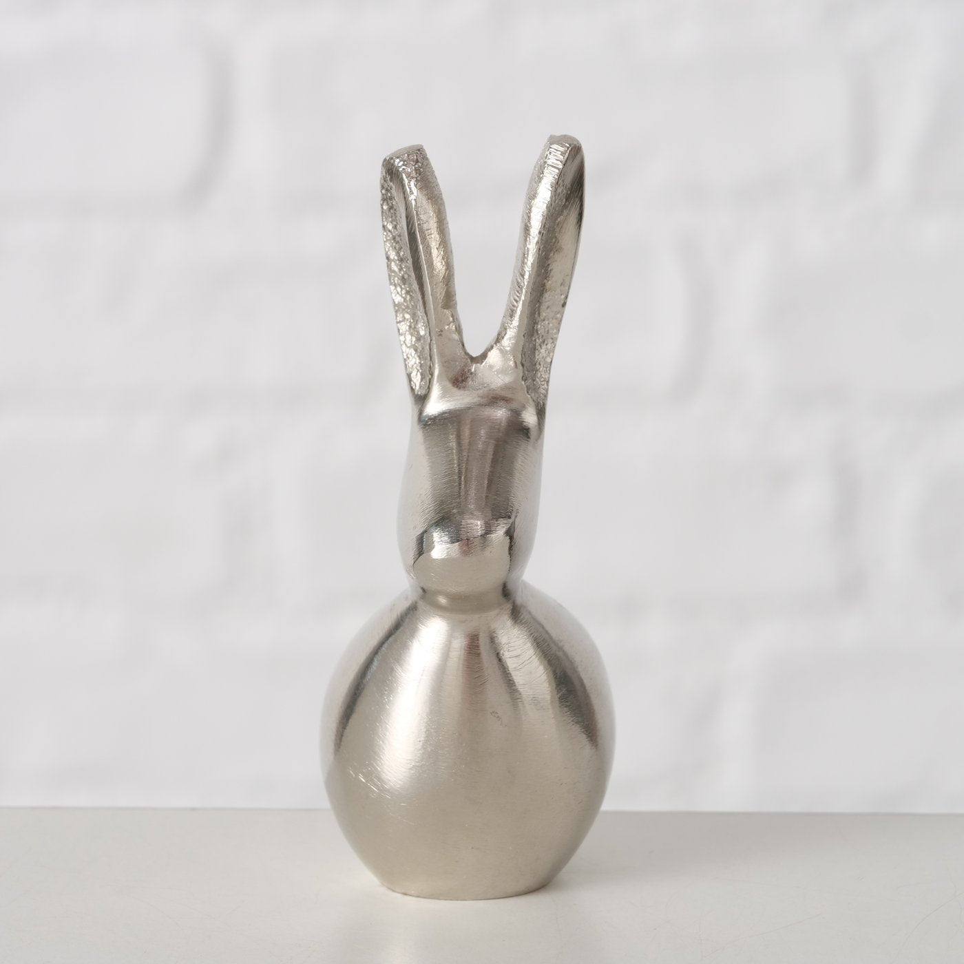 Dekoausteller Lapis Hase aus Metall in silber glänzend