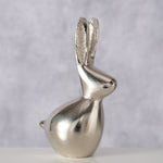 Dekoausteller Lapis Hase aus Metall in silber glänzend