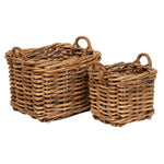 Großer Rattankorb mit Henkeln, natur, 32 x 32 und 45 x 45 cm