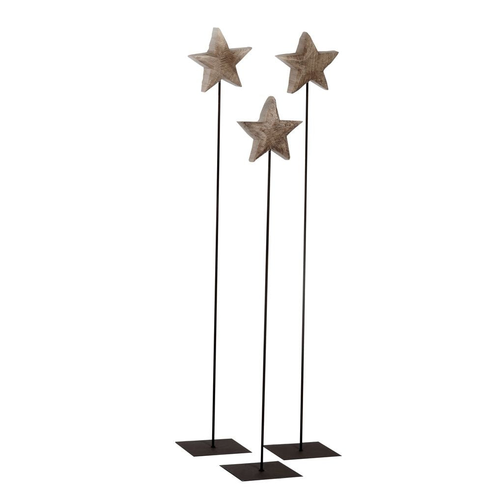 Stern auf Fuß – Holzstern mit Metallständer, 110 cm