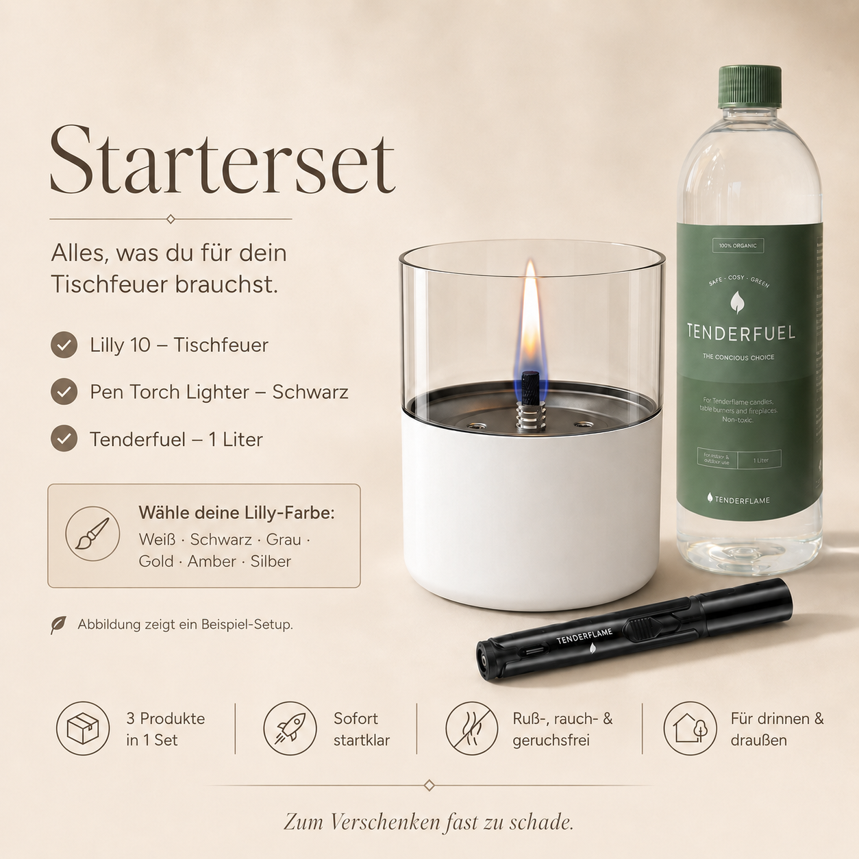 Starterset Lilly 10 mit Tenderfuel und Lighter