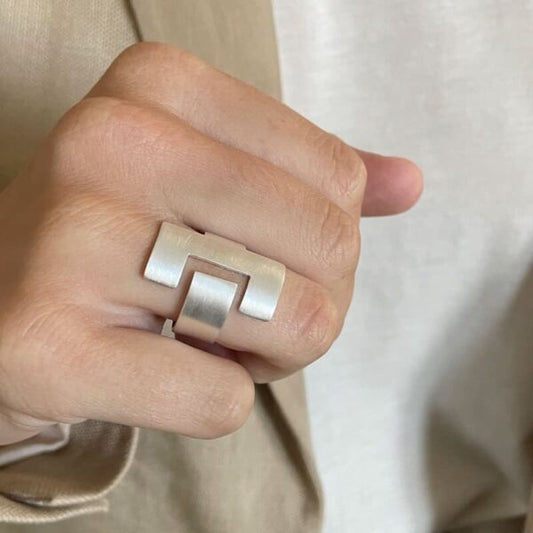 offener Ring aus Sterlingsilber in C Form