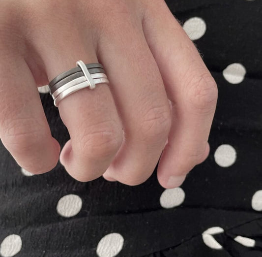 Sophie 4Mix Ring Silber + Ruthenium plattiertes Silber