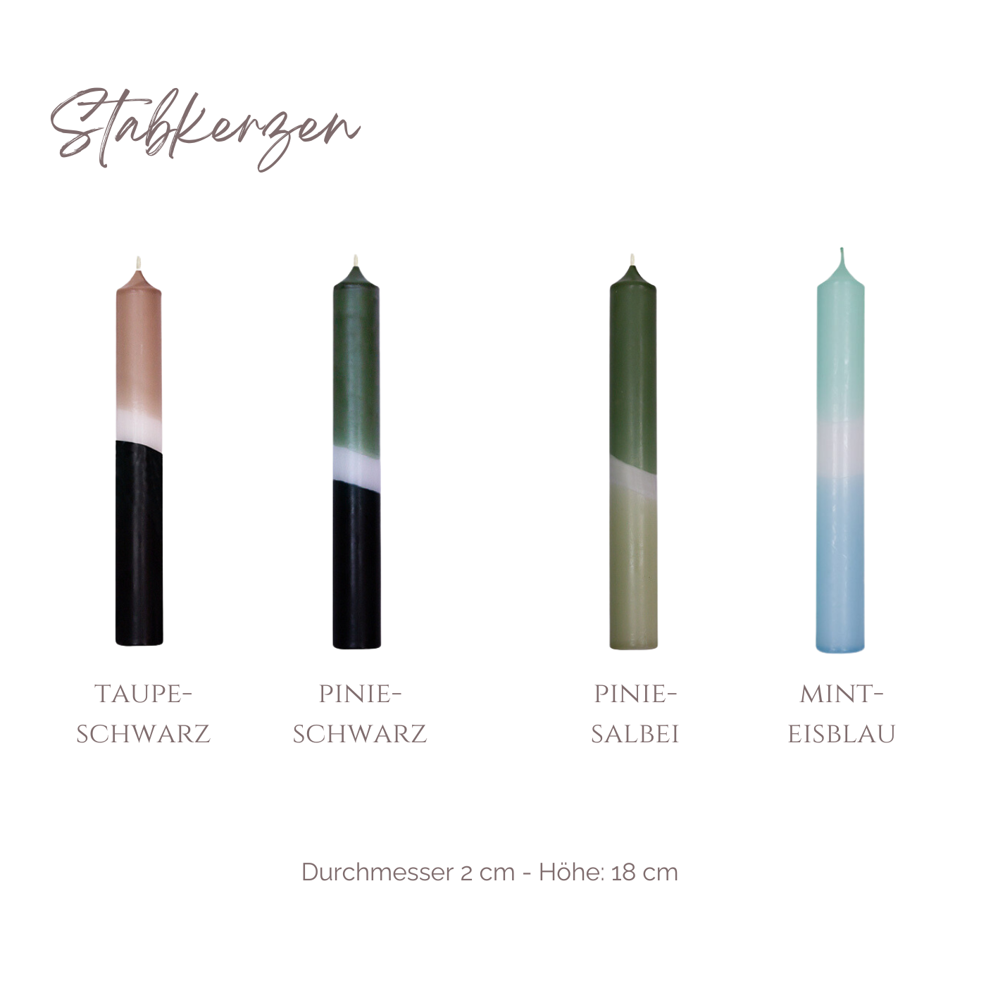 Stabkerzen 2fb. - div. Ausführungen