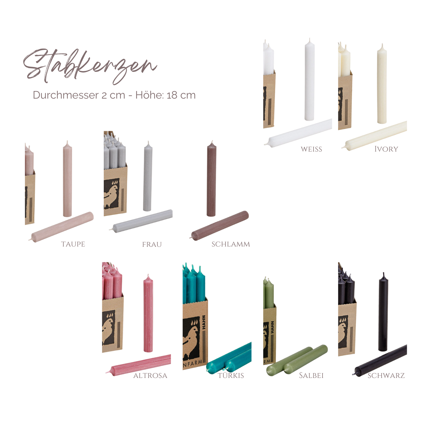 Stabkerzen - div. Ausführungen