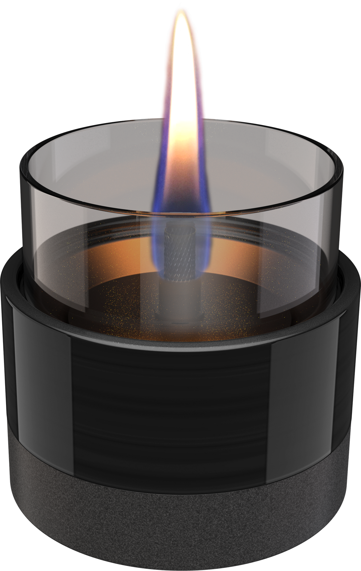 Tenderflame Tischkamin Rosie 8 aus schwarzem Porzellan mit Rauchglas
