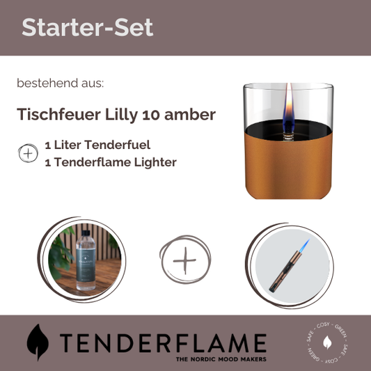 Starterset Lilly 10 amber mit Tenderfuel und Lighter