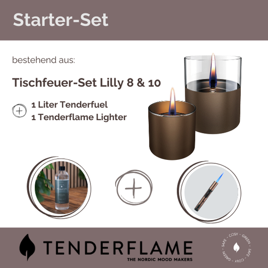 Starterset Lilly 8/10 chocolate mit Tenderfuel und Lighter