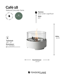 Tischkamin Cafe mit Beton Sockel und lebendiger Flamme