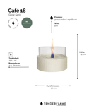 Tischkamin Cafe 18 Glow mit Betonsockel und lebendiger Flamme