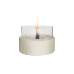 Tenderflame Glow 18 Tischkamine in hellem Weiß auf dem Esstisch